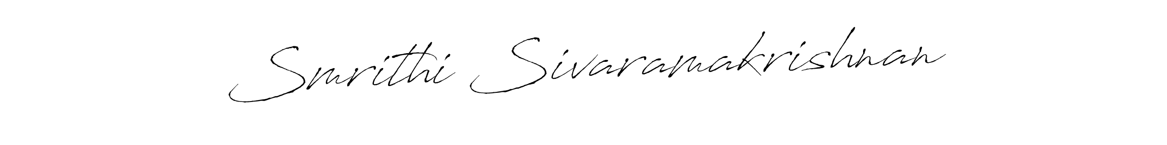 How to make Smrithi Sivaramakrishnan signature? Antro_Vectra is a professional autograph style. Create handwritten signature for Smrithi Sivaramakrishnan name. Smrithi Sivaramakrishnan signature style 6 images and pictures png
