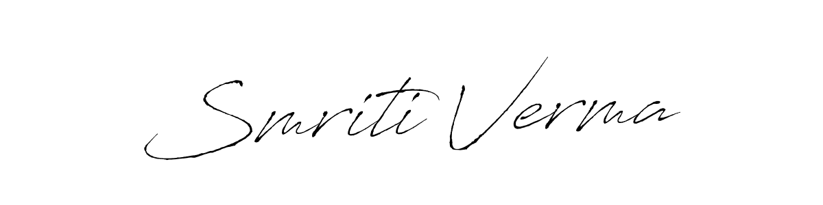 Design your own signature with our free online signature maker. With this signature software, you can create a handwritten (Antro_Vectra) signature for name Smriti Verma. Smriti Verma signature style 6 images and pictures png