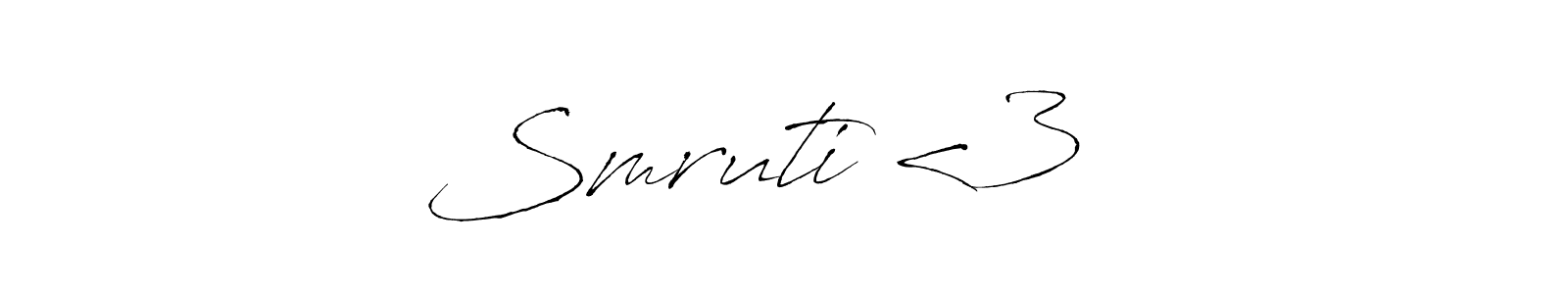 The best way (Antro_Vectra) to make a short signature is to pick only two or three words in your name. The name Smruti <3 ♥️ include a total of six letters. For converting this name. Smruti <3 ♥️ signature style 6 images and pictures png