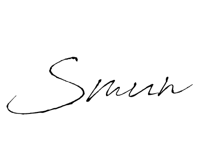 Make a beautiful signature design for name Smun. With this signature (Antro_Vectra) style, you can create a handwritten signature for free. Smun signature style 6 images and pictures png