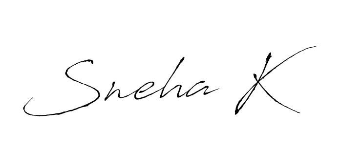 Design your own signature with our free online signature maker. With this signature software, you can create a handwritten (Antro_Vectra) signature for name Sneha K. Sneha K signature style 6 images and pictures png