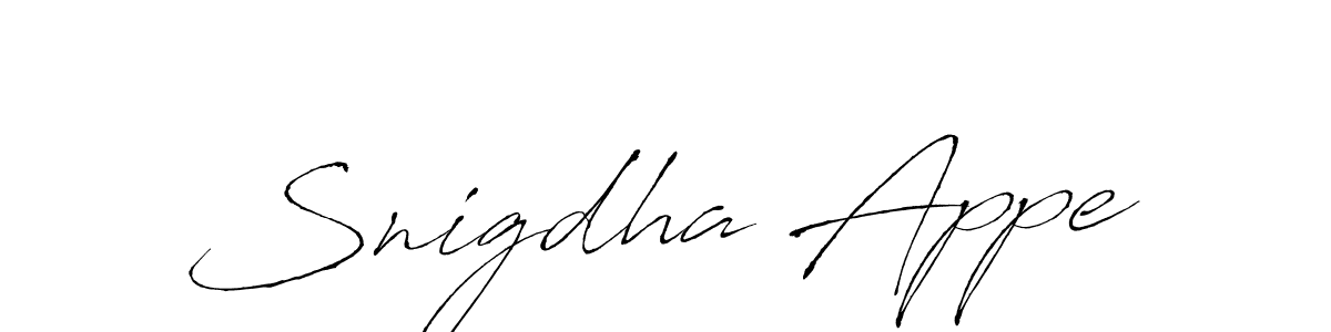 Similarly Antro_Vectra is the best handwritten signature design. Signature creator online .You can use it as an online autograph creator for name Snigdha Appe. Snigdha Appe signature style 6 images and pictures png