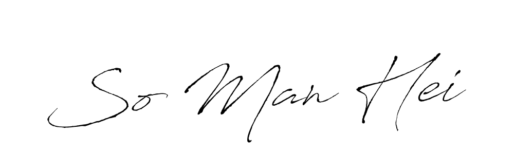 Use a signature maker to create a handwritten signature online. With this signature software, you can design (Antro_Vectra) your own signature for name So Man Hei. So Man Hei signature style 6 images and pictures png