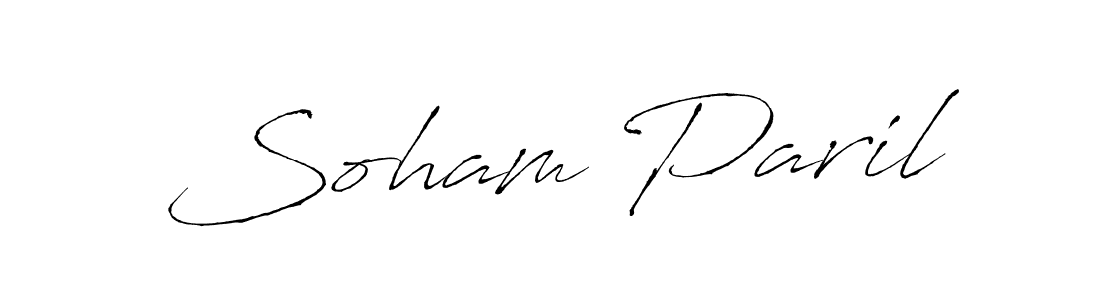 How to make Soham Paril name signature. Use Antro_Vectra style for creating short signs online. This is the latest handwritten sign. Soham Paril signature style 6 images and pictures png