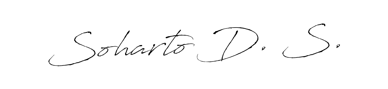 The best way (Antro_Vectra) to make a short signature is to pick only two or three words in your name. The name Soharto D. S. include a total of six letters. For converting this name. Soharto D. S. signature style 6 images and pictures png