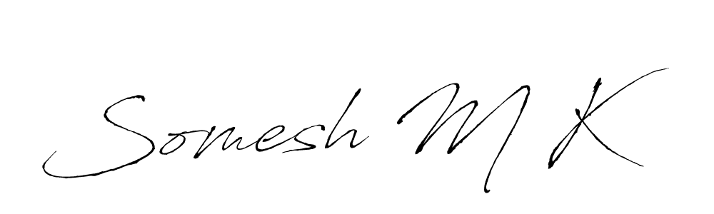 How to make Somesh M K name signature. Use Antro_Vectra style for creating short signs online. This is the latest handwritten sign. Somesh M K signature style 6 images and pictures png