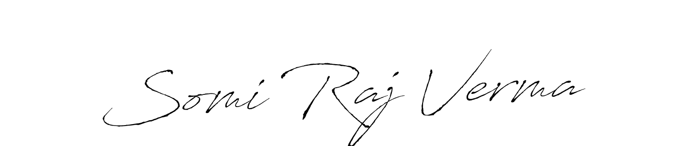 You should practise on your own different ways (Antro_Vectra) to write your name (Somi Raj Verma) in signature. don't let someone else do it for you. Somi Raj Verma signature style 6 images and pictures png