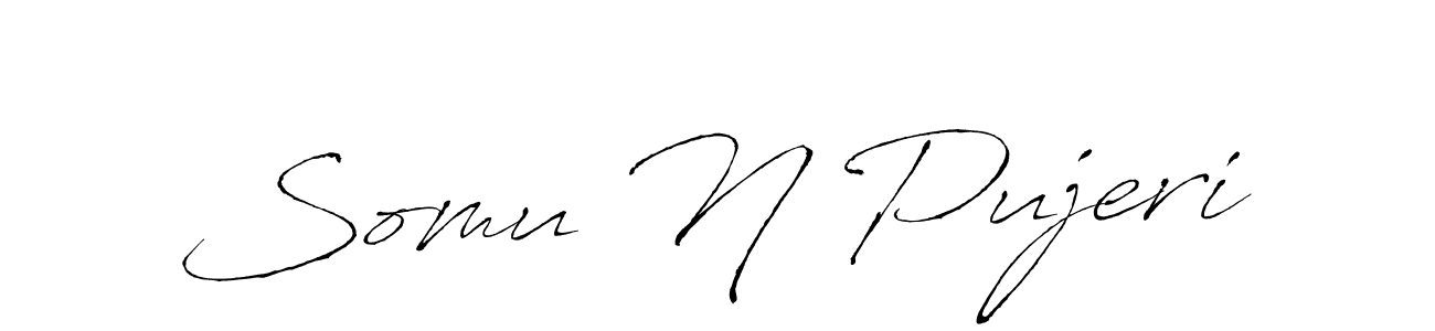 Antro_Vectra is a professional signature style that is perfect for those who want to add a touch of class to their signature. It is also a great choice for those who want to make their signature more unique. Get Somu N Pujeri name to fancy signature for free. Somu N Pujeri signature style 6 images and pictures png