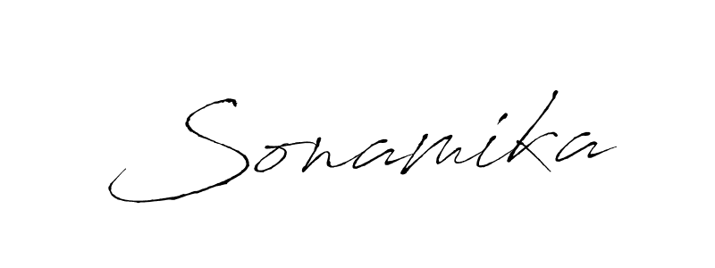 Create a beautiful signature design for name Sonamika. With this signature (Antro_Vectra) fonts, you can make a handwritten signature for free. Sonamika signature style 6 images and pictures png