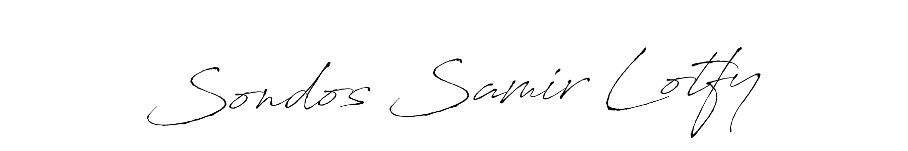 Make a beautiful signature design for name Sondos Samir Lotfy. With this signature (Antro_Vectra) style, you can create a handwritten signature for free. Sondos Samir Lotfy signature style 6 images and pictures png