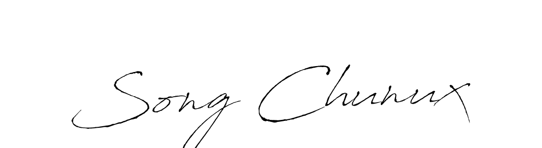 Use a signature maker to create a handwritten signature online. With this signature software, you can design (Antro_Vectra) your own signature for name Song Chunux. Song Chunux signature style 6 images and pictures png