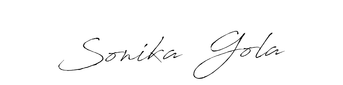 This is the best signature style for the Sonika  Gola name. Also you like these signature font (Antro_Vectra). Mix name signature. Sonika  Gola signature style 6 images and pictures png