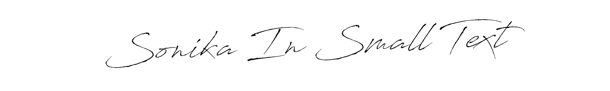 The best way (Antro_Vectra) to make a short signature is to pick only two or three words in your name. The name Sonika In Small Text include a total of six letters. For converting this name. Sonika In Small Text signature style 6 images and pictures png