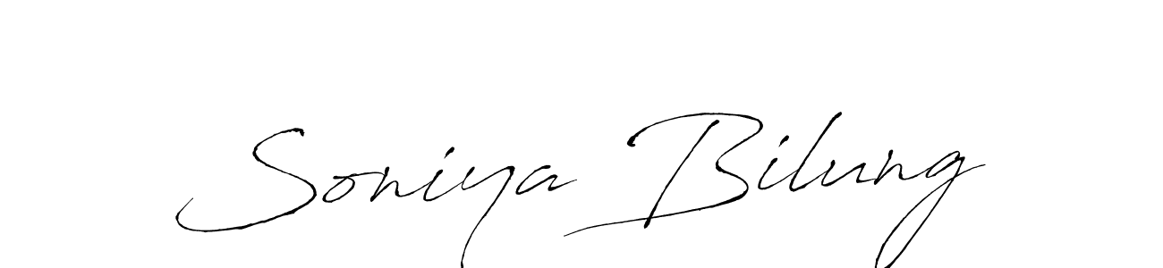 The best way (Antro_Vectra) to make a short signature is to pick only two or three words in your name. The name Soniya Bilung include a total of six letters. For converting this name. Soniya Bilung signature style 6 images and pictures png