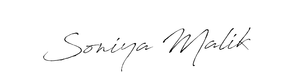 How to make Soniya Malik name signature. Use Antro_Vectra style for creating short signs online. This is the latest handwritten sign. Soniya Malik signature style 6 images and pictures png
