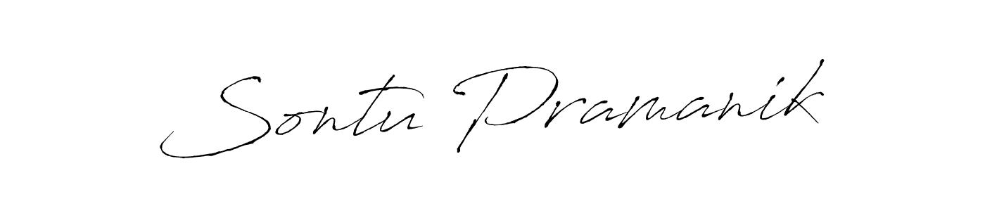 How to make Sontu Pramanik name signature. Use Antro_Vectra style for creating short signs online. This is the latest handwritten sign. Sontu Pramanik signature style 6 images and pictures png