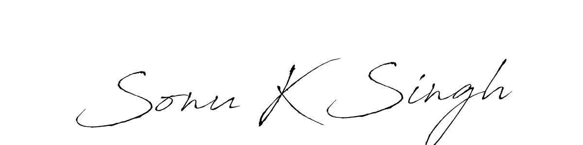 This is the best signature style for the Sonu K Singh name. Also you like these signature font (Antro_Vectra). Mix name signature. Sonu K Singh signature style 6 images and pictures png