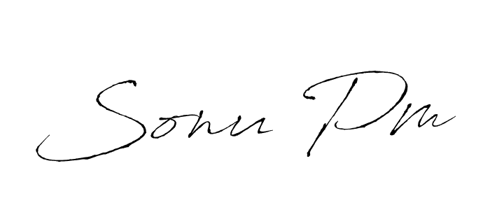 Make a beautiful signature design for name Sonu Pm. With this signature (Antro_Vectra) style, you can create a handwritten signature for free. Sonu Pm signature style 6 images and pictures png