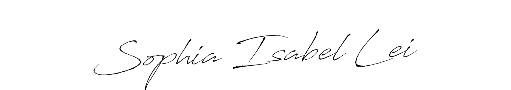 The best way (Antro_Vectra) to make a short signature is to pick only two or three words in your name. The name Sophia Isabel Lei include a total of six letters. For converting this name. Sophia Isabel Lei signature style 6 images and pictures png