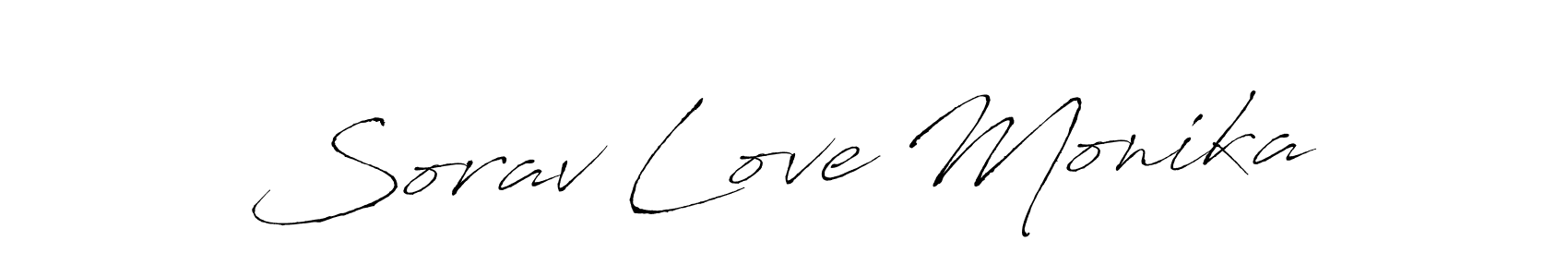 Create a beautiful signature design for name Sorav Love Monika. With this signature (Antro_Vectra) fonts, you can make a handwritten signature for free. Sorav Love Monika signature style 6 images and pictures png