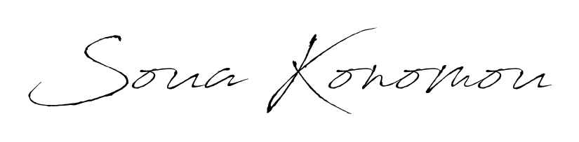 A timeless handwritten aesthetic for Soua Konomou. The Antro_Vectra font gives your signature a handcrafted feel with natural curves. Soua Konomou signature style 6 images and pictures png