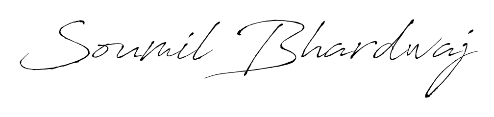 The Antro_Vectra font gives name Soumil Bhardwaj a signature that looks effortless yet distinguished. Download high-res PNG instantly. Soumil Bhardwaj signature style 6 images and pictures png