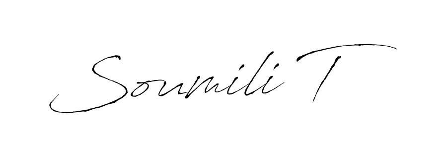 This is the best signature style for the Soumili T name. Also you like these signature font (Antro_Vectra). Mix name signature. Soumili T signature style 6 images and pictures png