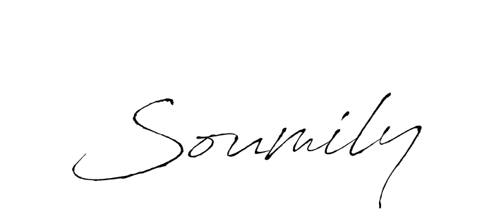 How to make Soumily signature? Antro_Vectra is a professional autograph style. Create handwritten signature for Soumily name. Soumily signature style 6 images and pictures png