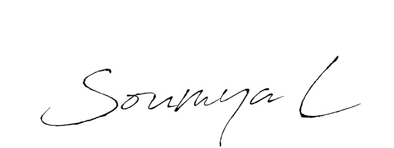 The best way (Antro_Vectra) to make a short signature is to pick only two or three words in your name. The name Soumya L include a total of six letters. For converting this name. Soumya L signature style 6 images and pictures png