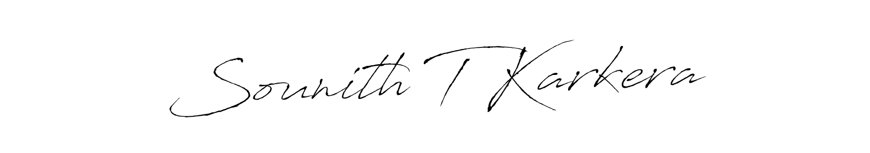 Make a beautiful signature design for name Sounith T Karkera. With this signature (Antro_Vectra) style, you can create a handwritten signature for free. Sounith T Karkera signature style 6 images and pictures png