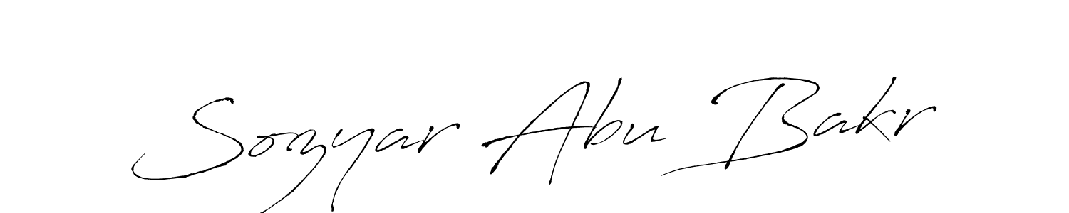 Design your own signature with our free online signature maker. With this signature software, you can create a handwritten (Antro_Vectra) signature for name Sozyar Abu Bakr. Sozyar Abu Bakr signature style 6 images and pictures png