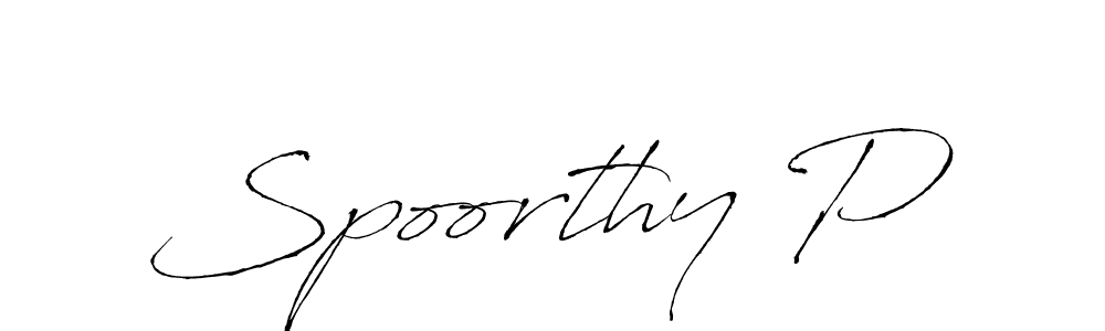 How to make Spoorthy P signature? Antro_Vectra is a professional autograph style. Create handwritten signature for Spoorthy P name. Spoorthy P signature style 6 images and pictures png