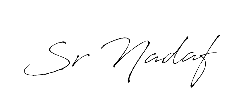 How to make Sr Nadaf name signature. Use Antro_Vectra style for creating short signs online. This is the latest handwritten sign. Sr Nadaf signature style 6 images and pictures png