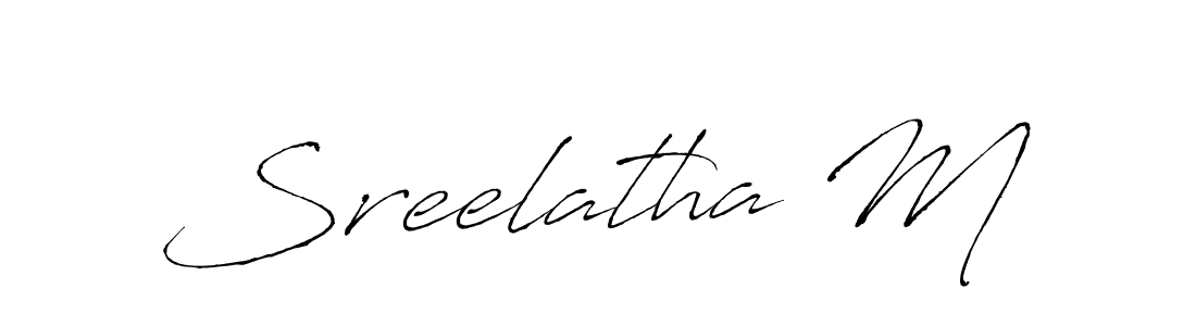 The best way (Antro_Vectra) to make a short signature is to pick only two or three words in your name. The name Sreelatha M include a total of six letters. For converting this name. Sreelatha M signature style 6 images and pictures png