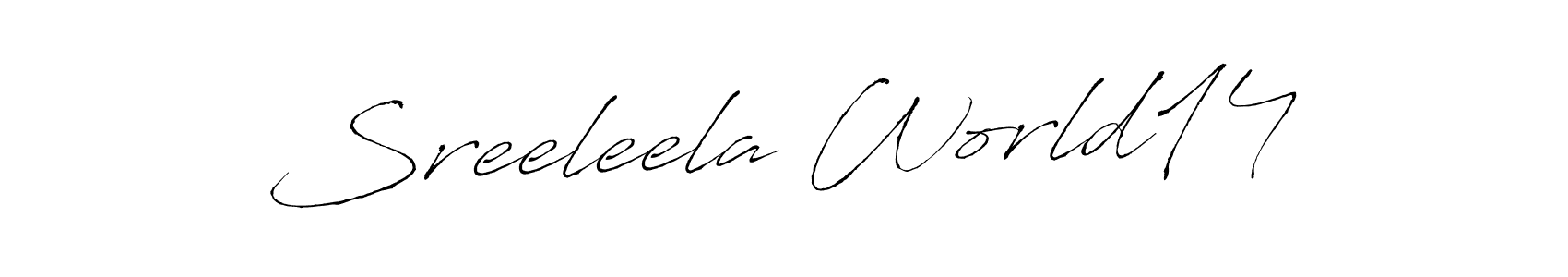 Use a signature maker to create a handwritten signature online. With this signature software, you can design (Antro_Vectra) your own signature for name Sreeleela World14. Sreeleela World14 signature style 6 images and pictures png