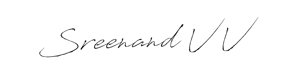 Similarly Antro_Vectra is the best handwritten signature design. Signature creator online .You can use it as an online autograph creator for name Sreenand V V. Sreenand V V signature style 6 images and pictures png