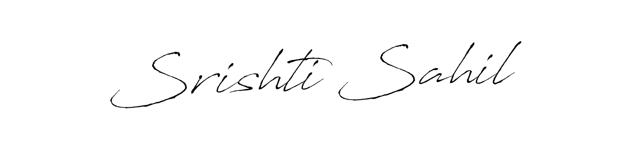 How to make Srishti Sahil name signature. Use Antro_Vectra style for creating short signs online. This is the latest handwritten sign. Srishti Sahil signature style 6 images and pictures png