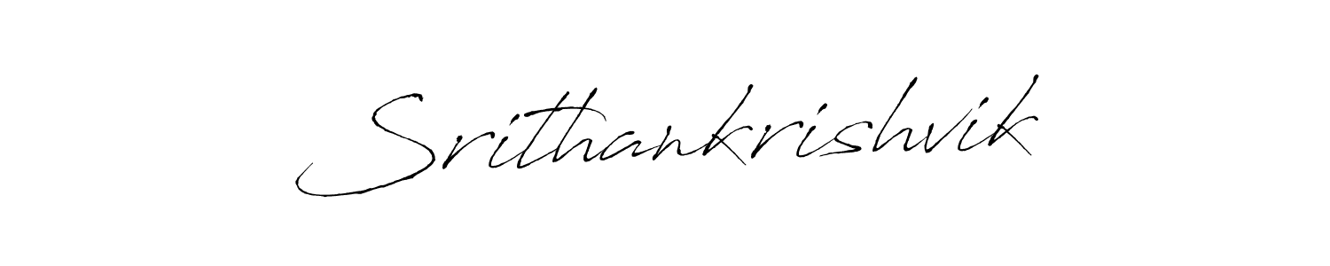 The best way (Antro_Vectra) to make a short signature is to pick only two or three words in your name. The name Srithankrishvik include a total of six letters. For converting this name. Srithankrishvik signature style 6 images and pictures png