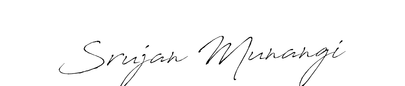 The best way (Antro_Vectra) to make a short signature is to pick only two or three words in your name. The name Srujan Munangi include a total of six letters. For converting this name. Srujan Munangi signature style 6 images and pictures png