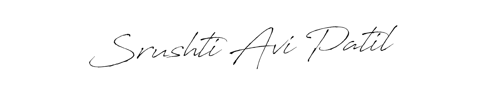 How to make Srushti Avi Patil name signature. Use Antro_Vectra style for creating short signs online. This is the latest handwritten sign. Srushti Avi Patil signature style 6 images and pictures png