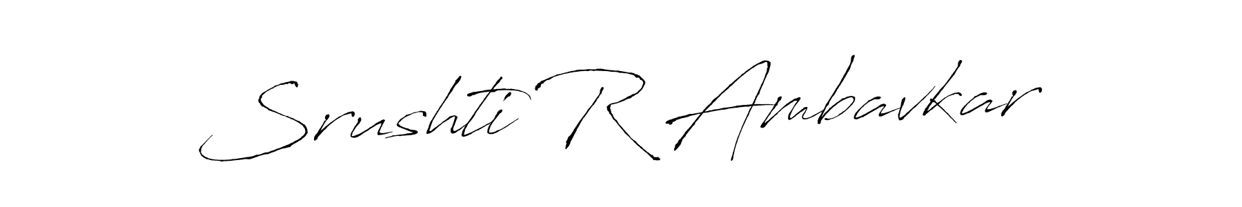 How to make Srushti R Ambavkar name signature. Use Antro_Vectra style for creating short signs online. This is the latest handwritten sign. Srushti R Ambavkar signature style 6 images and pictures png