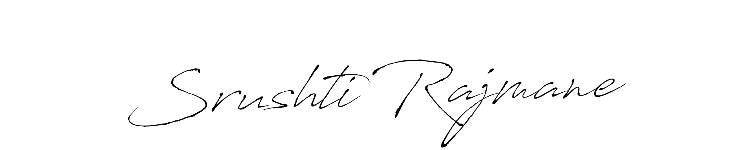 How to make Srushti Rajmane name signature. Use Antro_Vectra style for creating short signs online. This is the latest handwritten sign. Srushti Rajmane signature style 6 images and pictures png