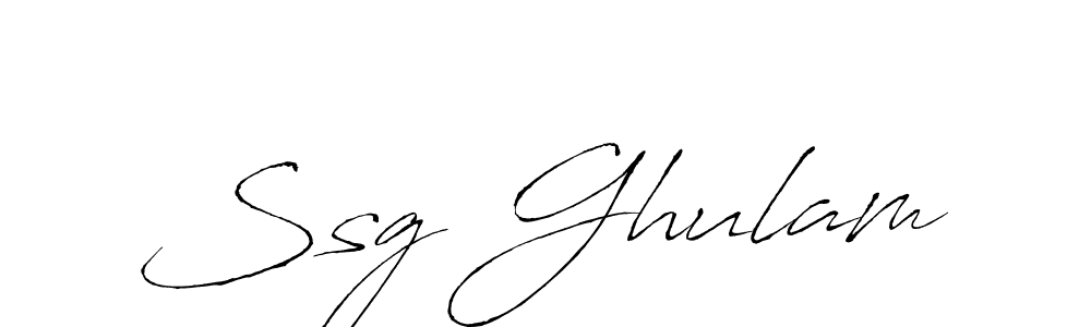 How to make Ssg Ghulam name signature. Use Antro_Vectra style for creating short signs online. This is the latest handwritten sign. Ssg Ghulam signature style 6 images and pictures png