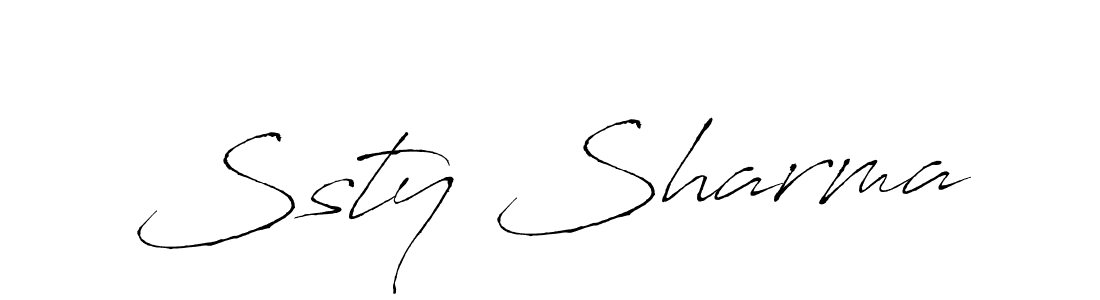 Make a beautiful signature design for name Ssty Sharma. With this signature (Antro_Vectra) style, you can create a handwritten signature for free. Ssty Sharma signature style 6 images and pictures png
