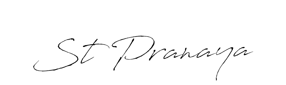 Create a beautiful signature design for name St Pranaya. With this signature (Antro_Vectra) fonts, you can make a handwritten signature for free. St Pranaya signature style 6 images and pictures png