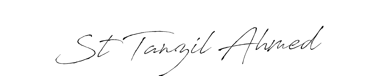 Antro_Vectra is a professional signature style that is perfect for those who want to add a touch of class to their signature. It is also a great choice for those who want to make their signature more unique. Get St Tanzil Ahmed name to fancy signature for free. St Tanzil Ahmed signature style 6 images and pictures png