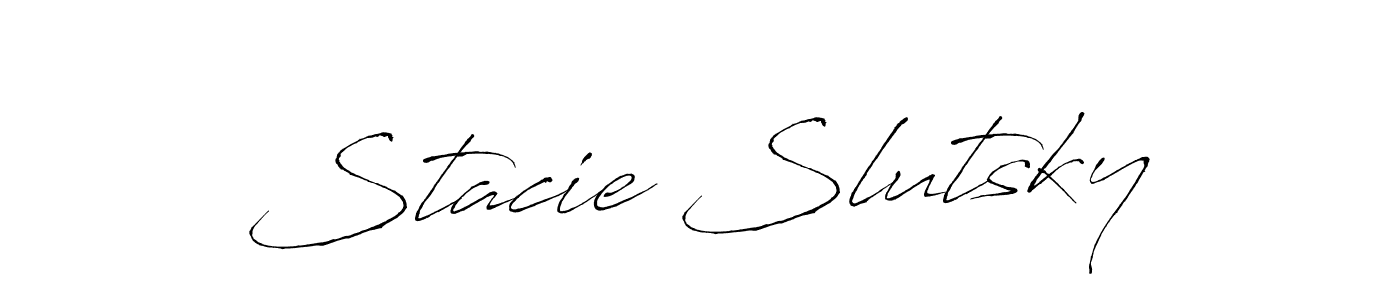 How to make Stacie Slutsky name signature. Use Antro_Vectra style for creating short signs online. This is the latest handwritten sign. Stacie Slutsky signature style 6 images and pictures png