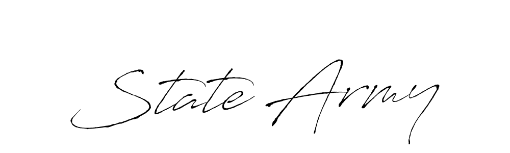 Make a beautiful signature design for name State Army. With this signature (Antro_Vectra) style, you can create a handwritten signature for free. State Army signature style 6 images and pictures png