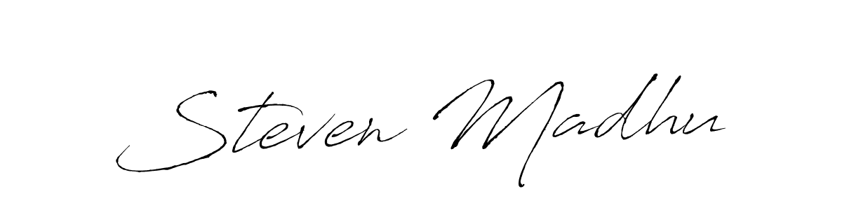 Use a signature maker to create a handwritten signature online. With this signature software, you can design (Antro_Vectra) your own signature for name Steven Madhu. Steven Madhu signature style 6 images and pictures png