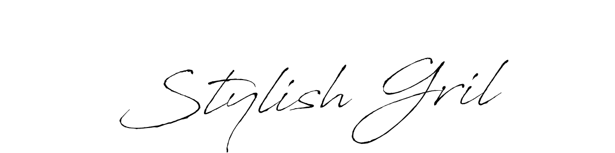 Use a signature maker to create a handwritten signature online. With this signature software, you can design (Antro_Vectra) your own signature for name Stylish Gril. Stylish Gril signature style 6 images and pictures png